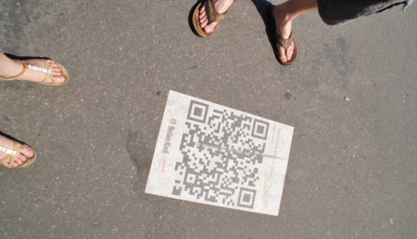 We saw The Future on the streets of Berlin: bar codes on pavements.