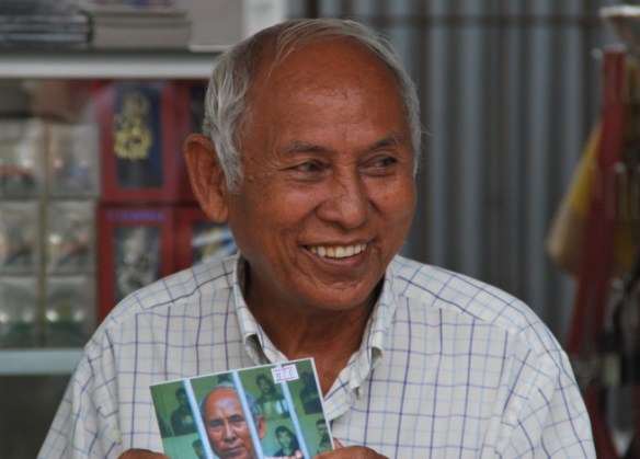 Chum Mey, one of only 12 survivors of S-21, the infamous prison where over 17,000 people were tortured and subsequently killed under the Khmer Rouge. He visits the prison everyday to sell his book and to talk to tourists.