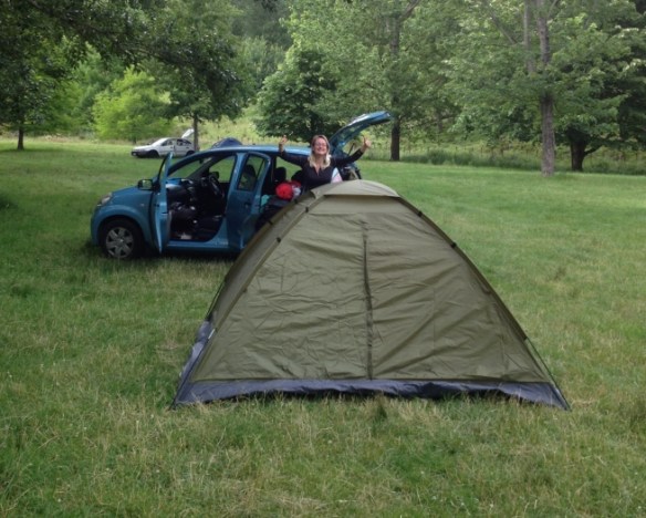 Have you ever seen anyone so proud of her tent?